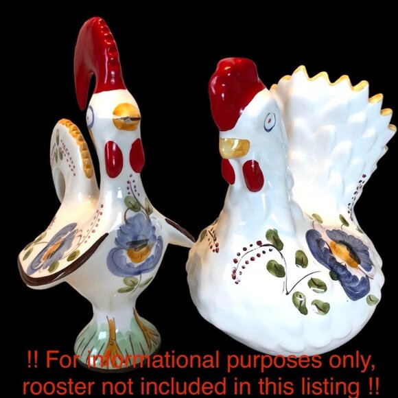 Vintage 1980s Folk Art Portugal Lucky Barcelos Hen Blue & White Ceramic Figurine - Picture 8 of 8